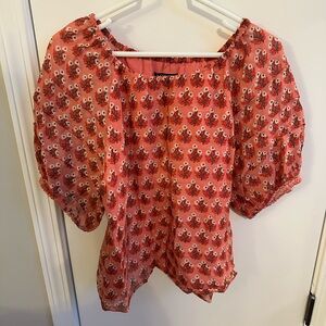 J. Crew Womens Pink Red Floral Blouse